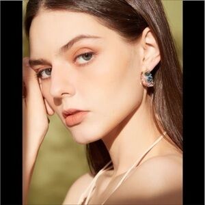 18K GP Blue Zirconia Hoops